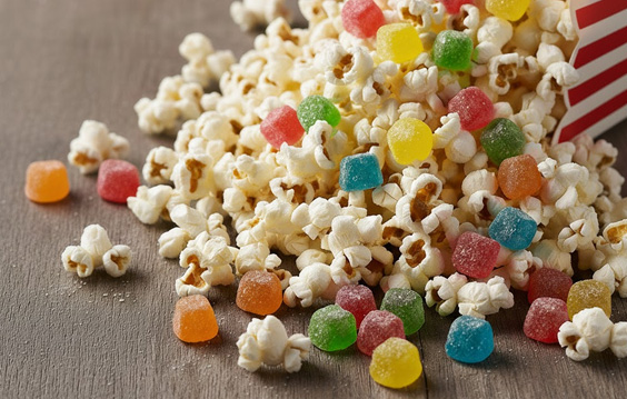 Popcorn and gumdrops